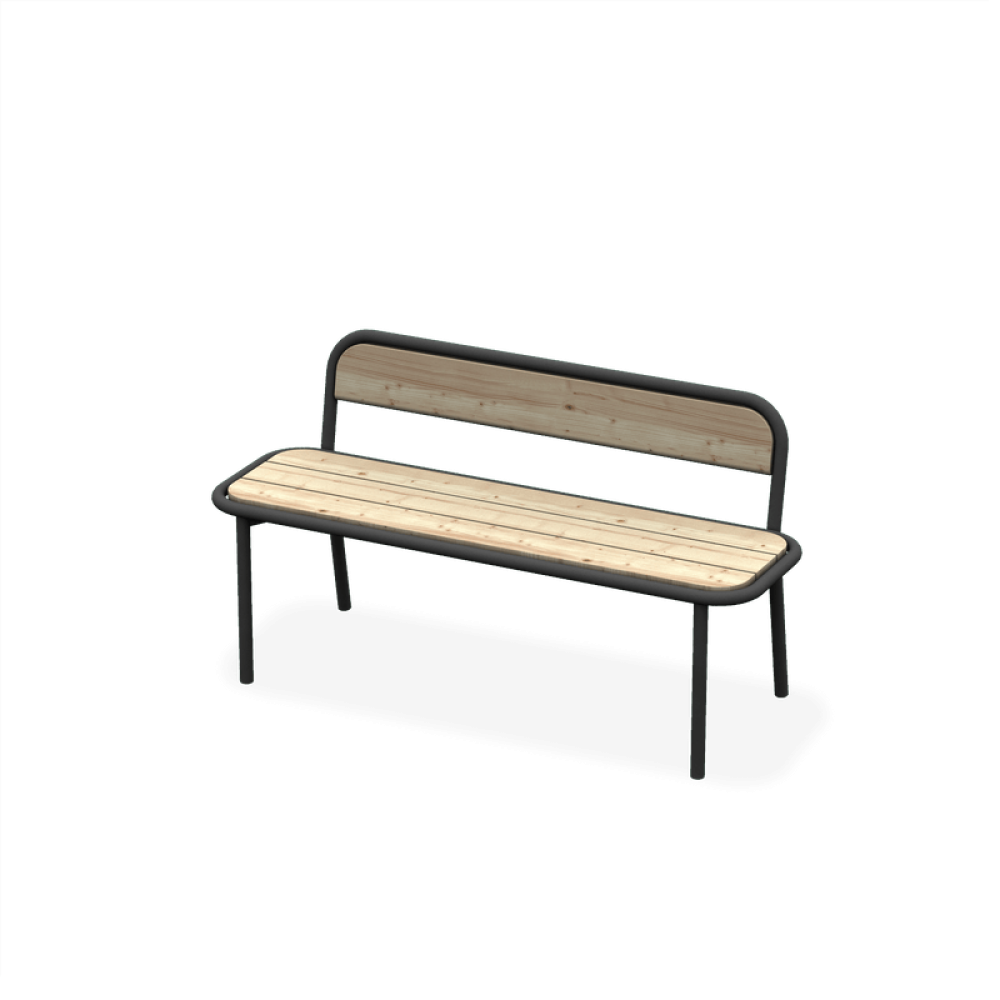 kotimainen penkki selkänojalla
